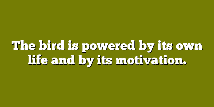 The bird is powered by its own life and by its motivation.