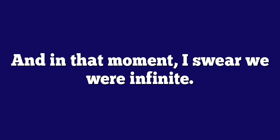 And in that moment, I swear we were infinite.