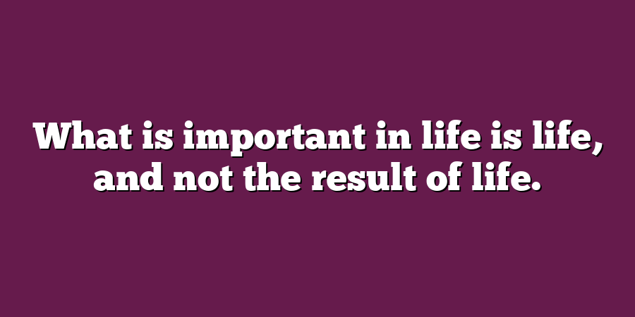 What is important in life is life, and not the result of life.