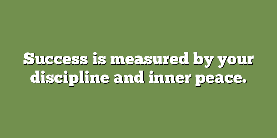 Success is measured by your discipline and inner peace.