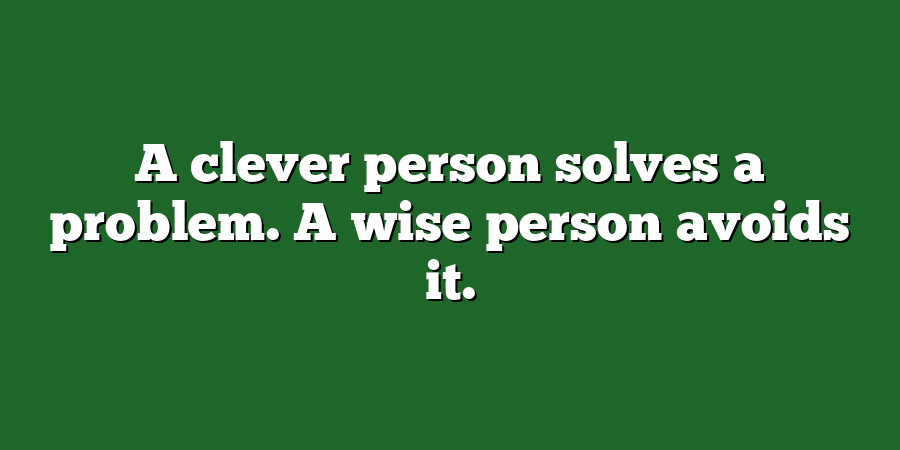 A clever person solves a problem. A wise person avoids it.