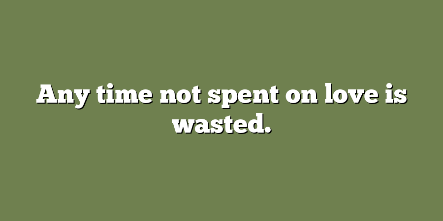 Any time not spent on love is wasted.