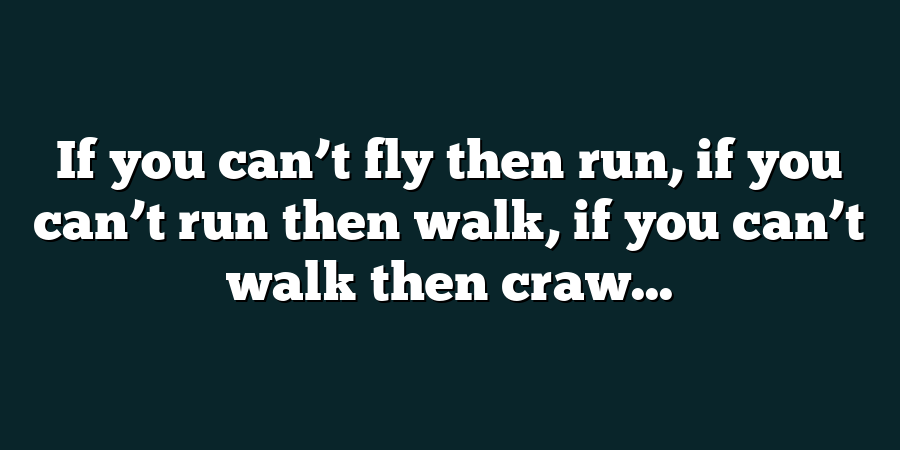 If you can’t fly then run, if you can’t run then walk, if you can’t walk then craw...