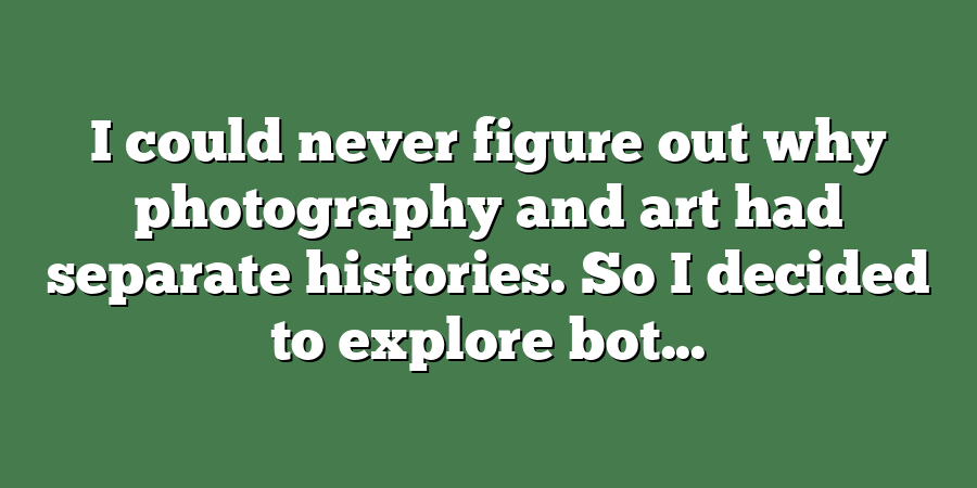 I could never figure out why photography and art had separate histories. So I decided to explore bot...