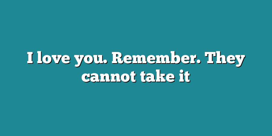 I love you. Remember. They cannot take it