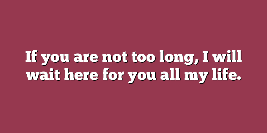 If you are not too long, I will wait here for you all my life.