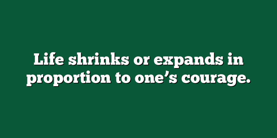 Life shrinks or expands in proportion to one’s courage.