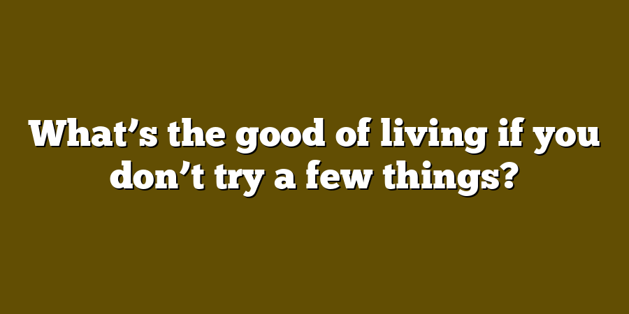 What’s the good of living if you don’t try a few things?