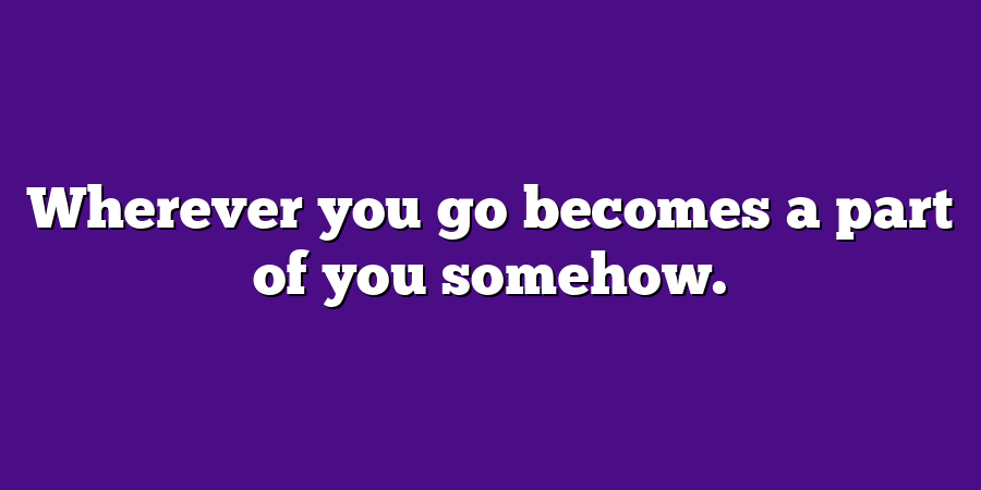 Wherever you go becomes a part of you somehow.