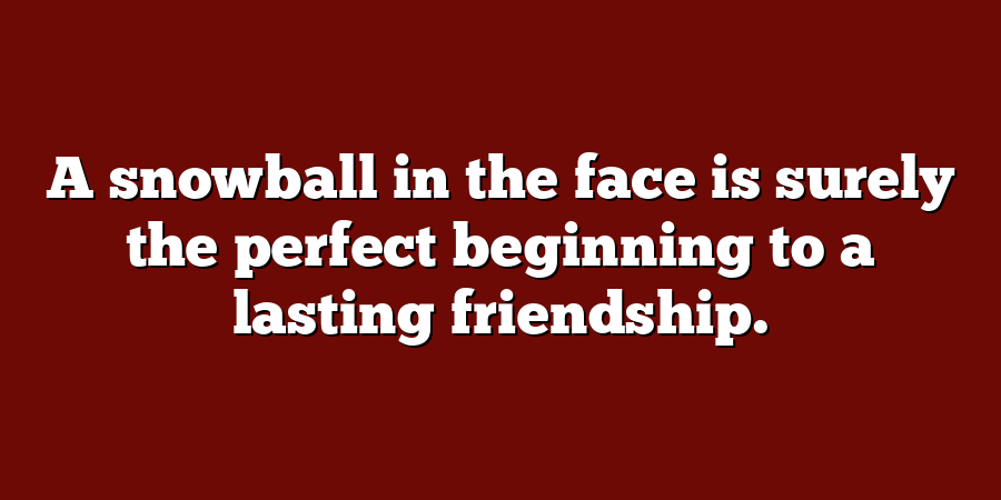 A snowball in the face is surely the perfect beginning to a lasting friendship.