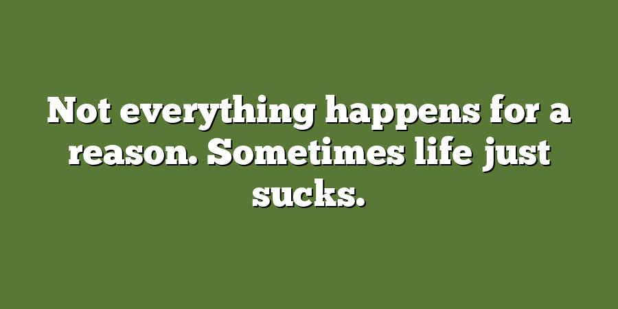 Not everything happens for a reason. Sometimes life just sucks.