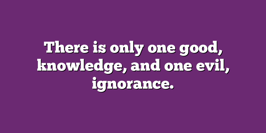 There is only one good, knowledge, and one evil, ignorance.