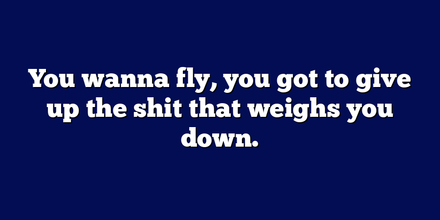 You wanna fly, you got to give up the shit that weighs you down.