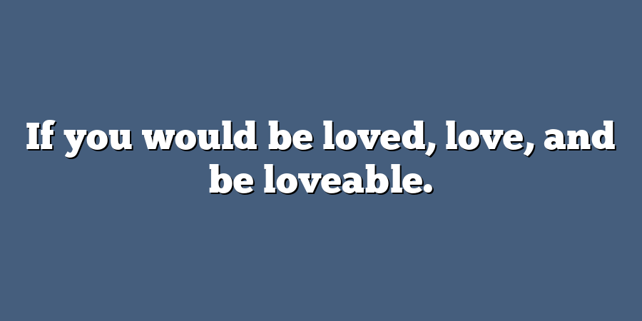 If you would be loved, love, and be loveable.