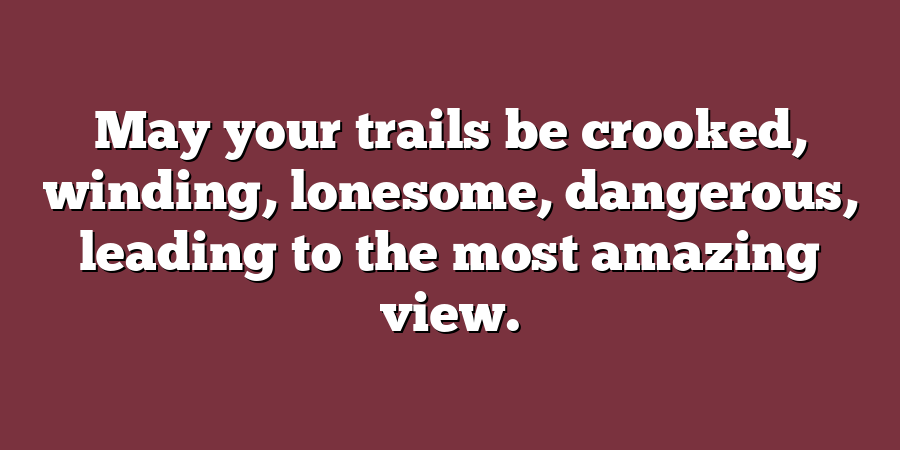 May your trails be crooked, winding, lonesome, dangerous, leading to the most amazing view.