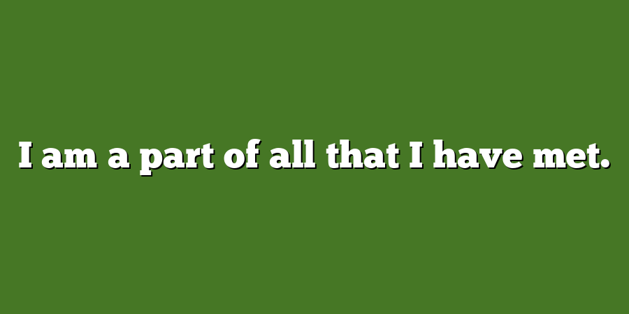 I am a part of all that I have met.