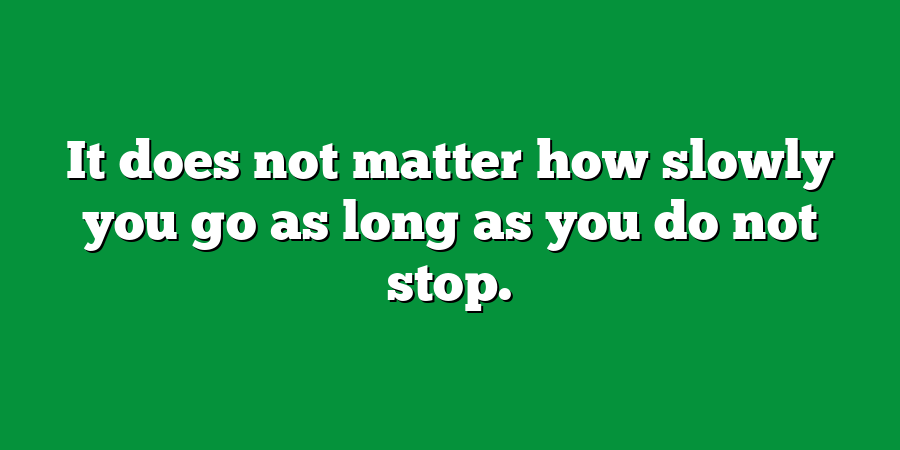 It does not matter how slowly you go as long as you do not stop.