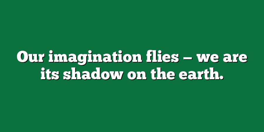 Our imagination flies — we are its shadow on the earth.