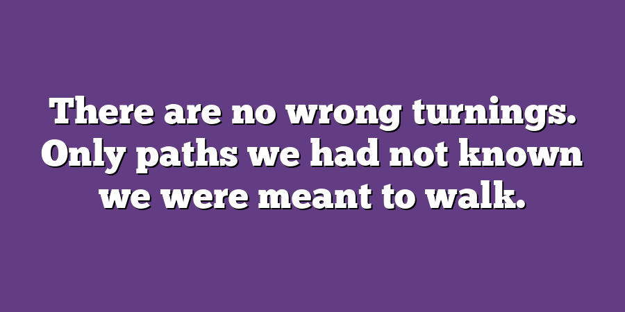 There are no wrong turnings. Only paths we had not known we were meant to walk.